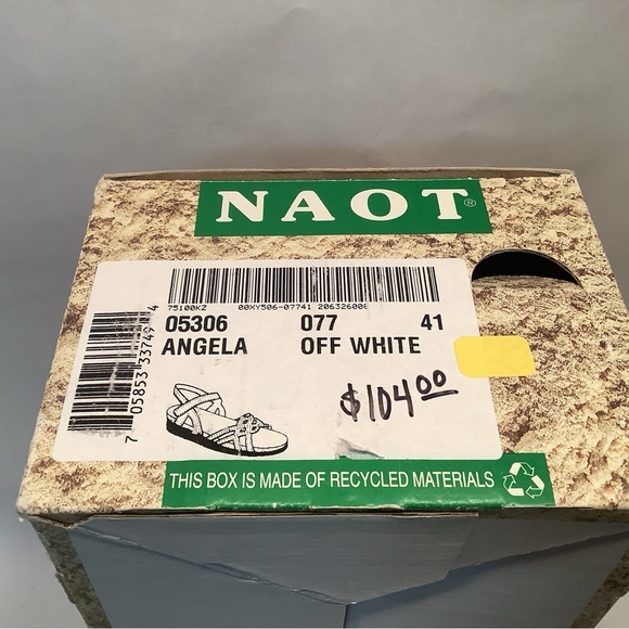 Naot Slingback Sandal Off White SZ 41 US 10 Leather Cork Comfort Summer Dressy - Picture 7 of 7